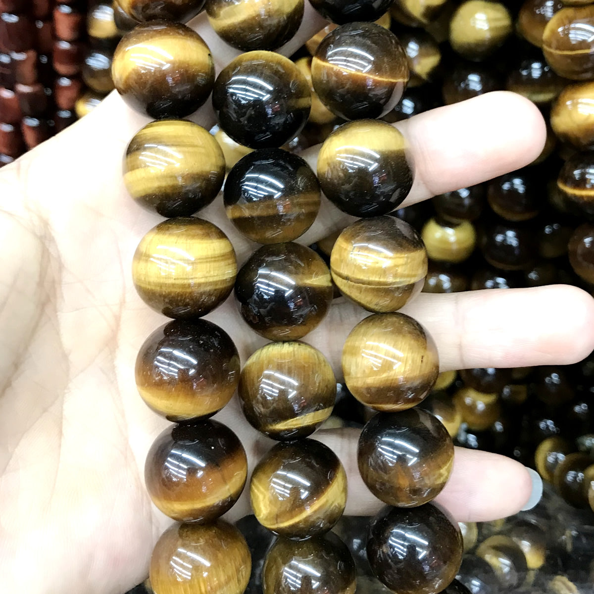 CTE70 Grade A Yellow Tiger Eye Beads Smooth Round 20mm 15" Strand