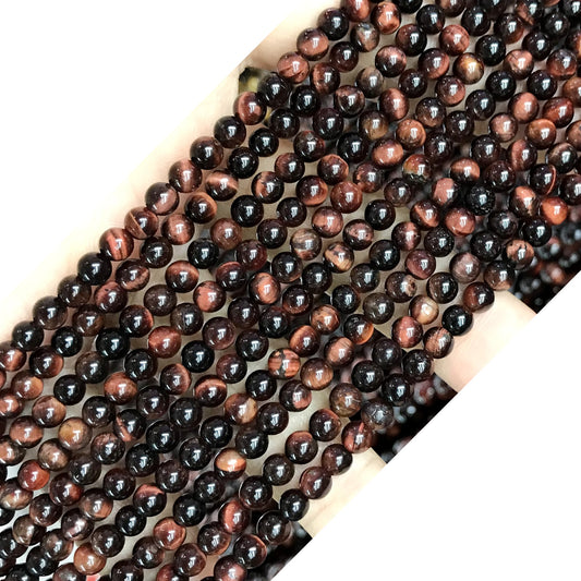 CTE71 Grade AB Red Tiger Eye Beads Smooth Round 4mm 15" Strand