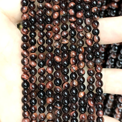 CTE71 Grade AB Red Tiger Eye Beads Smooth Round 4mm 15" Strand