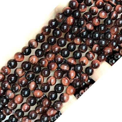 CTE72 Grade AB Red Tiger Eye Beads Smooth Round 6mm 15" Strand