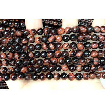 CTE72 Grade AB Red Tiger Eye Beads Smooth Round 6mm 15" Strand