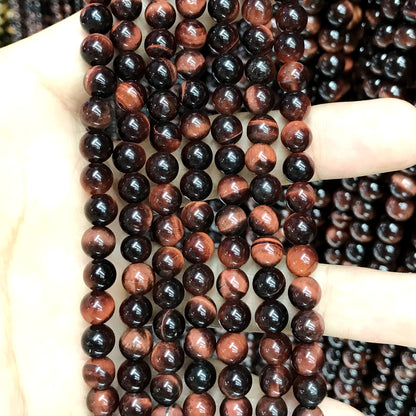 CTE72 Grade AB Red Tiger Eye Beads Smooth Round 6mm 15" Strand