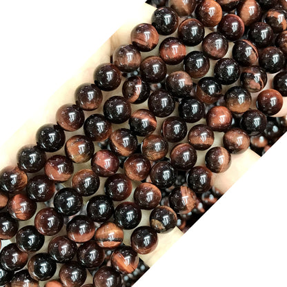 CTE73 Grade AB Red Tiger Eye Beads Smooth Round 8mm 15" Strand