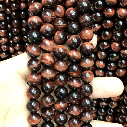 CTE74 Grade AB Red Tiger Eye Beads Smooth Round 10mm 15" Strand