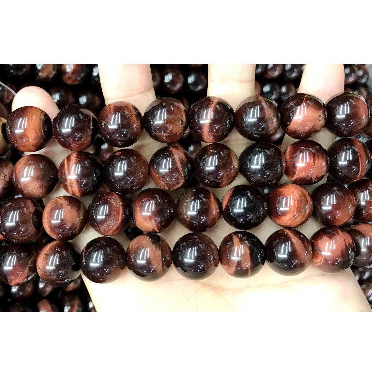 CTE76 Grade AB Red Tiger Eye Beads Smooth Round 14mm 15" Strand