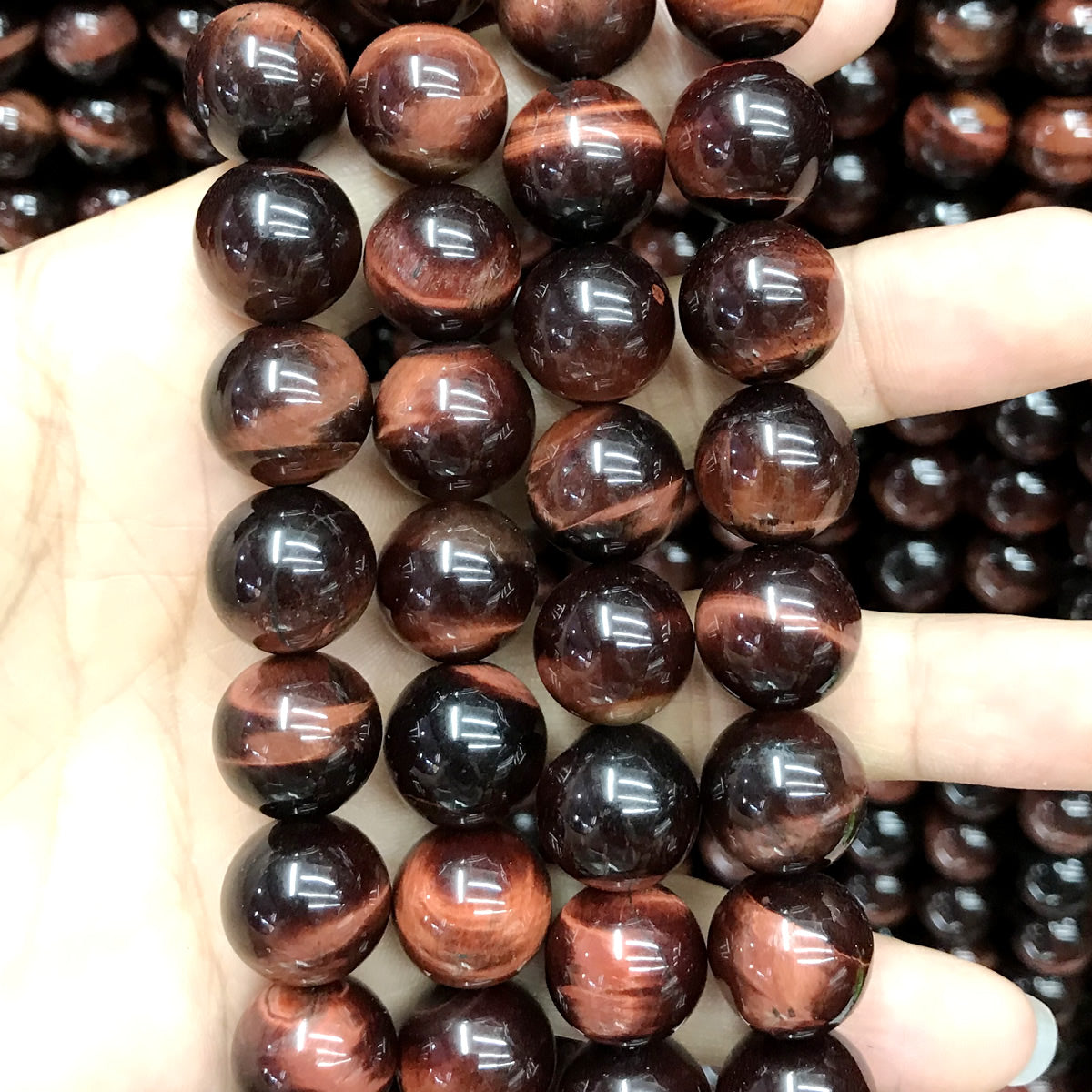 CTE77 Grade AB Red Tiger Eye Beads Smooth Round 16mm 15" Strand