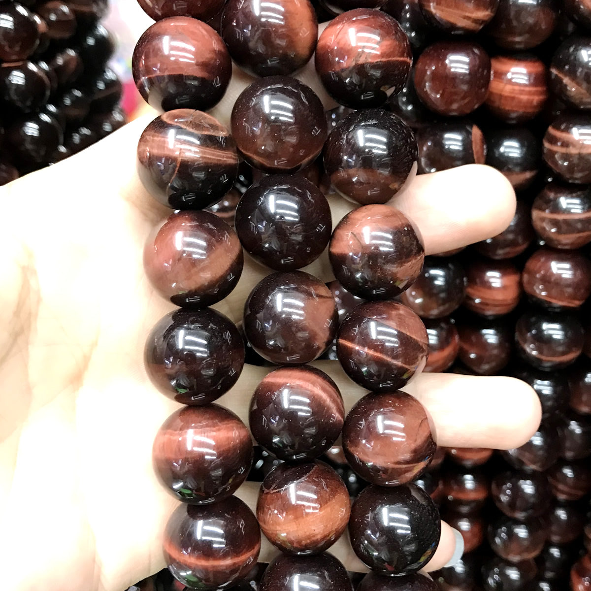 CTE78 Grade AB Red Tiger Eye Beads Smooth Round 18mm 15" Strand