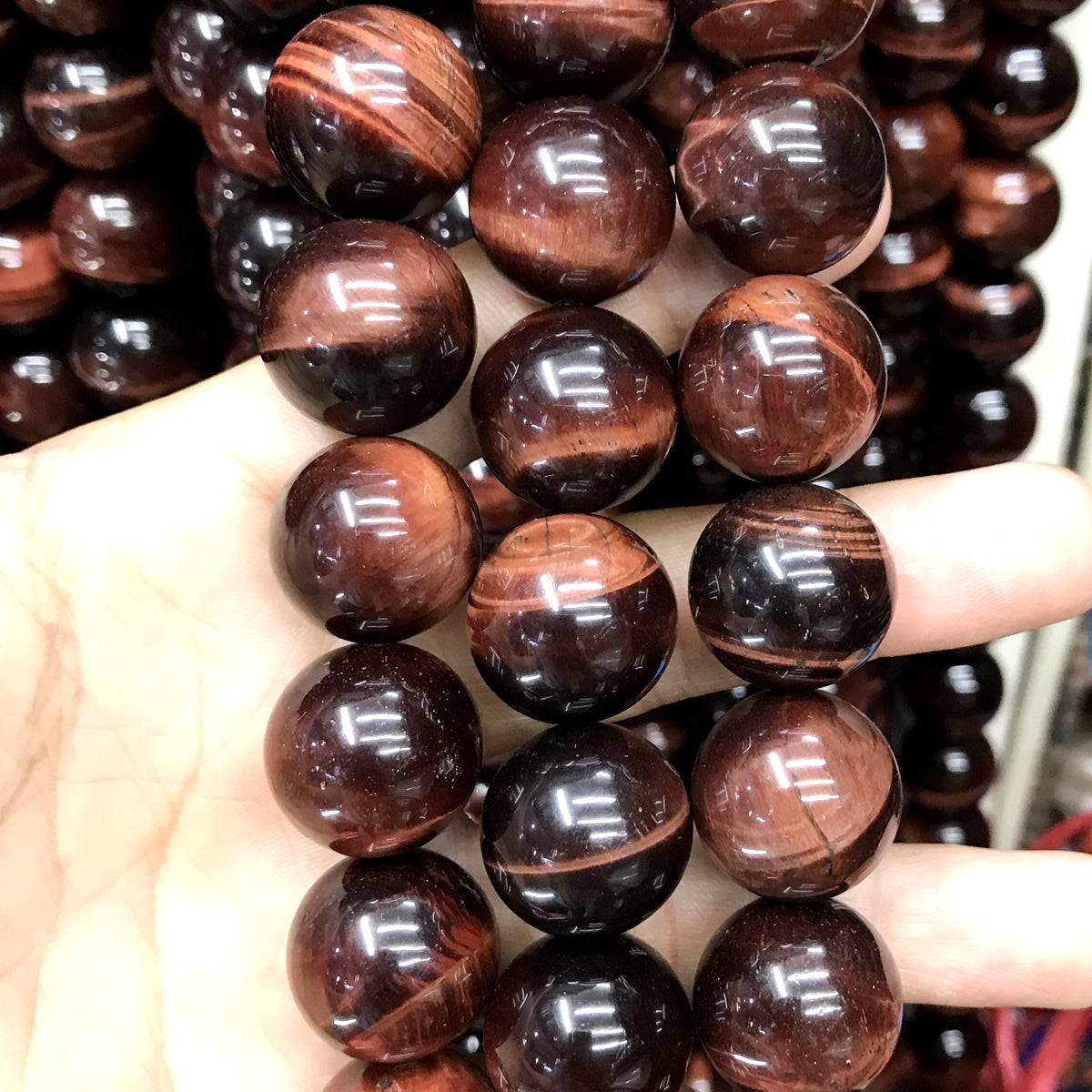 CTE79 Grade AB Red Tiger Eye Beads Smooth Round 20mm 15" Strand