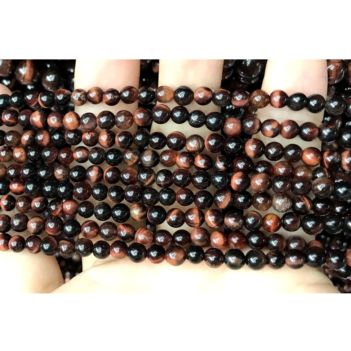 CTE81 Grade A Red Tiger Eye Beads Smooth Round 4mm 15" Strand