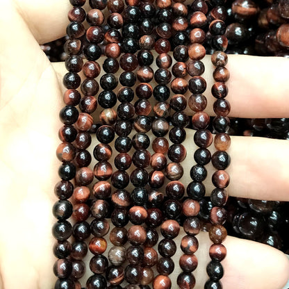 CTE81 Grade A Red Tiger Eye Beads Smooth Round 4mm 15" Strand