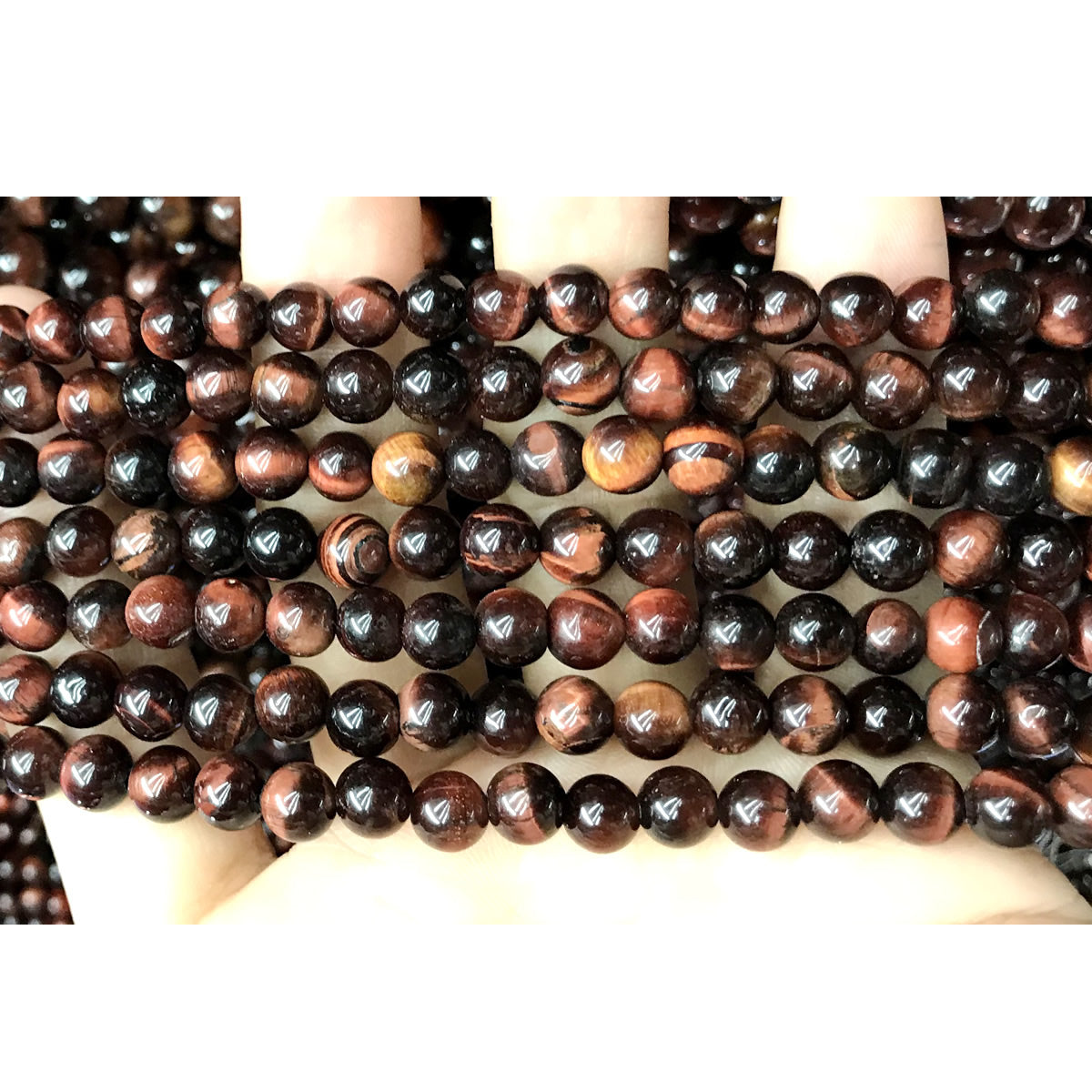 CTE82 Grade A Red Tiger Eye Beads Smooth Round 6mm 15" Strand