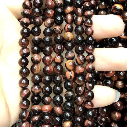 CTE82 Grade A Red Tiger Eye Beads Smooth Round 6mm 15" Strand