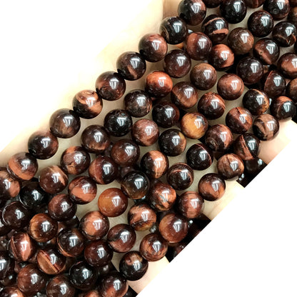 CTE83 Grade A Red Tiger Eye Beads Smooth Round 8mm 15" Strand