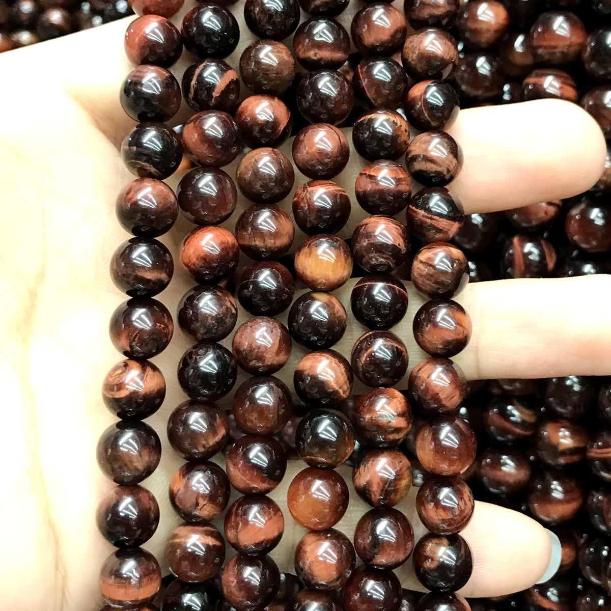 CTE83 Grade A Red Tiger Eye Beads Smooth Round 8mm 15" Strand