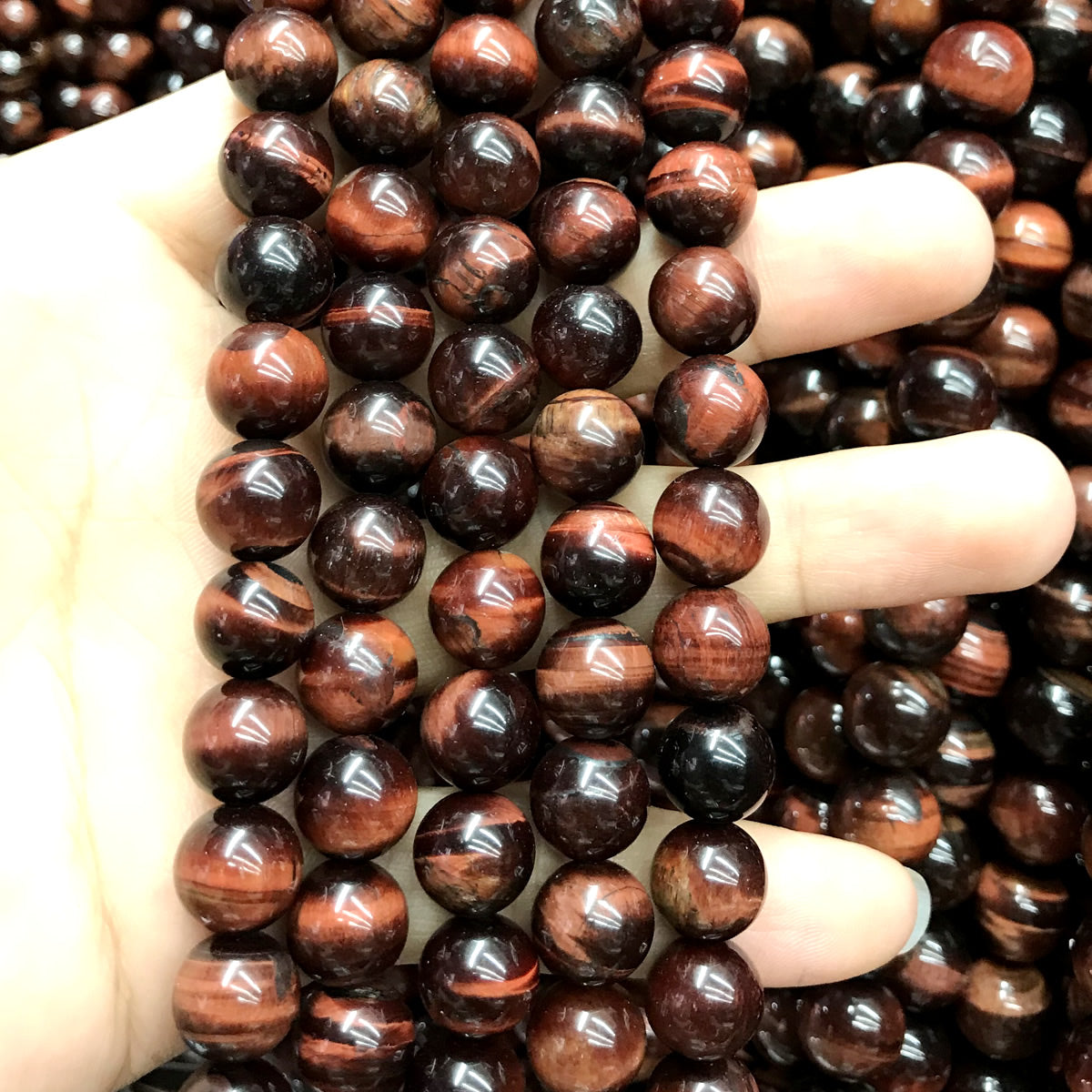 CTE84 Grade A Red Tiger Eye Beads Smooth Round 10mm 15" Strand