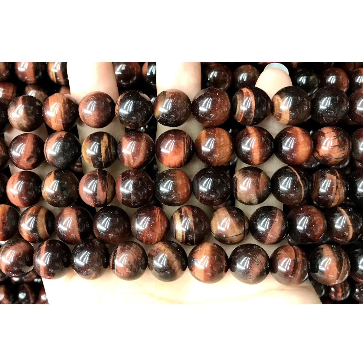 CTE85 Grade A Red Tiger Eye Beads Smooth Round 12mm 15" Strand