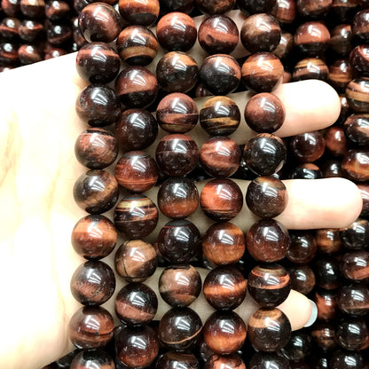 CTE85 Grade A Red Tiger Eye Beads Smooth Round 12mm 15" Strand