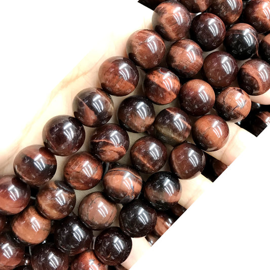 CTE86 Grade A Red Tiger Eye Beads Smooth Round 14mm 15" Strand