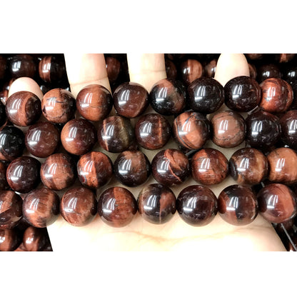 CTE86 Grade A Red Tiger Eye Beads Smooth Round 14mm 15" Strand