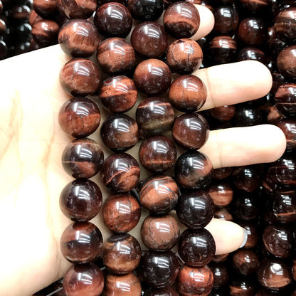 CTE86 Grade A Red Tiger Eye Beads Smooth Round 14mm 15" Strand