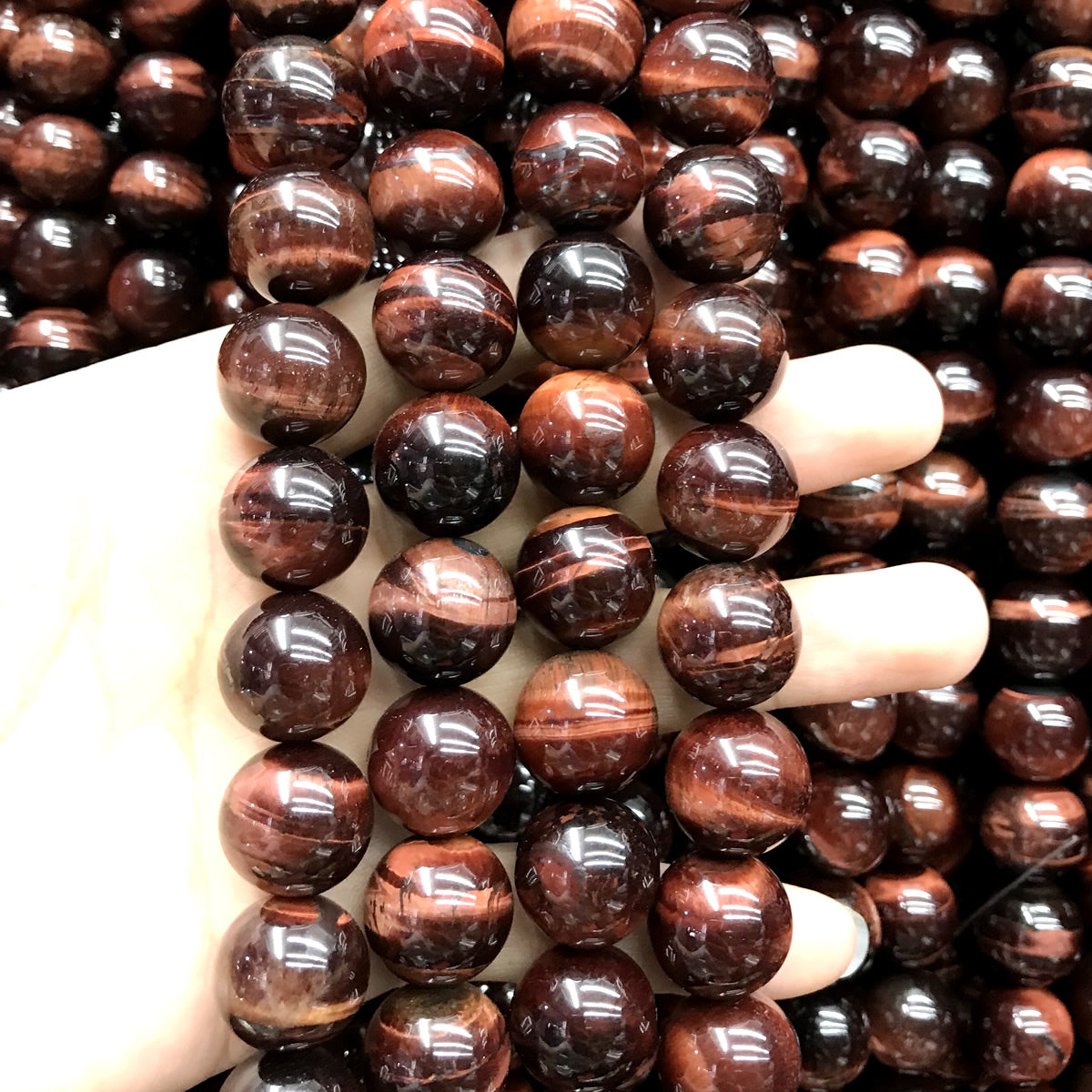 CTE87 Grade A Red Tiger Eye Beads Smooth Round 16mm 15" Strand