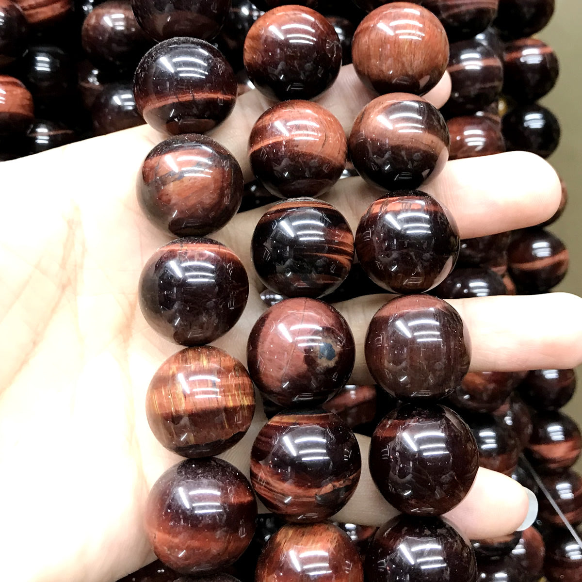 CTE89 Grade A Red Tiger Eye Beads Smooth Round 20mm 15" Strand