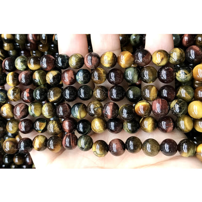 CTE91 Grade AB Colorful Tiger Eye Beads Smooth Round 6mm 15" Strand