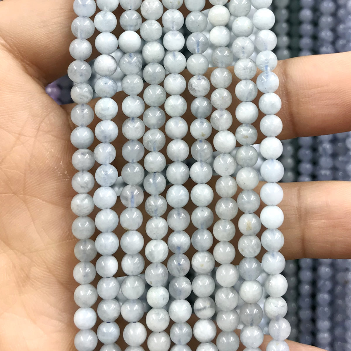 CTG01 Aquamarine Gemstone Beads Smooth Round 4mm 15" Strand