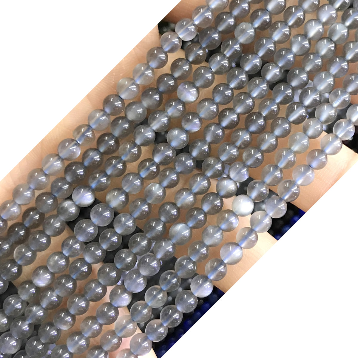 CTG05 Grey Moonstone Beads Smooth Round 4mm 15" Strand