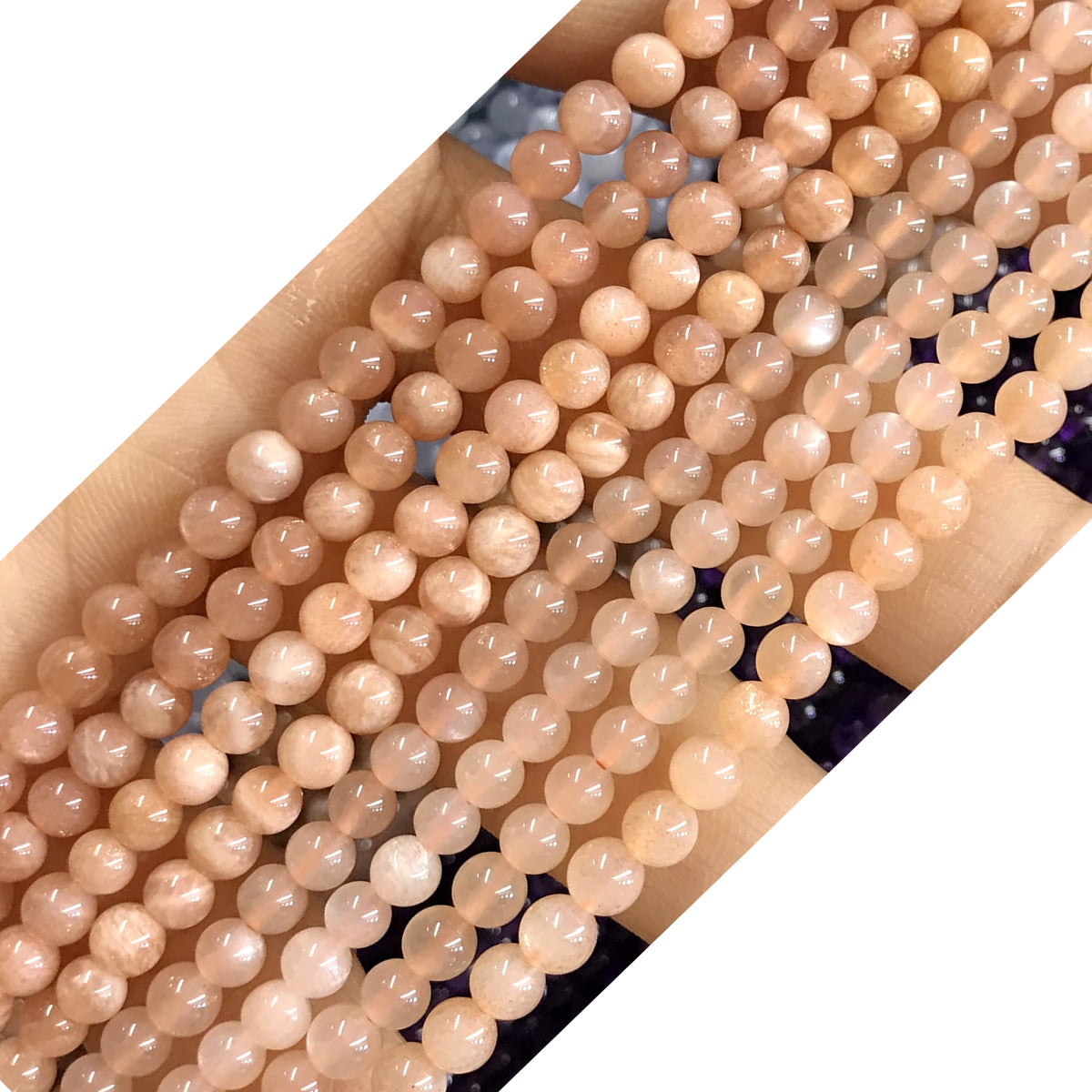 CTG06 Orange Moonstone Beads Smooth Round 4mm 15" Strand