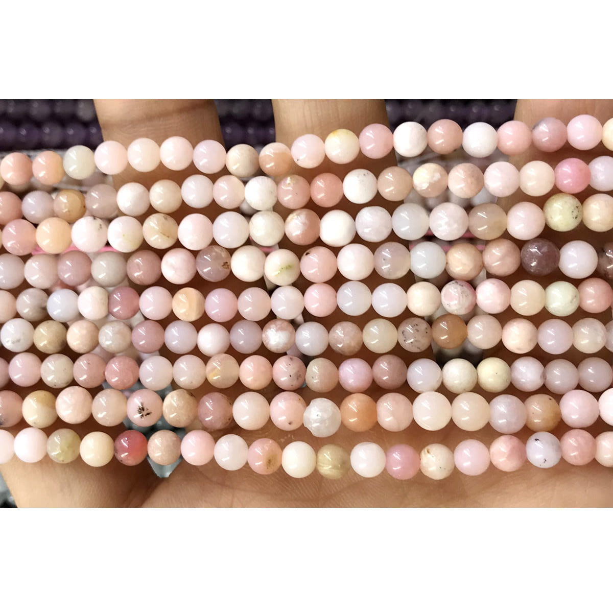 CTG07 Pink Opal Beads Smooth Round 4mm 15" Strand