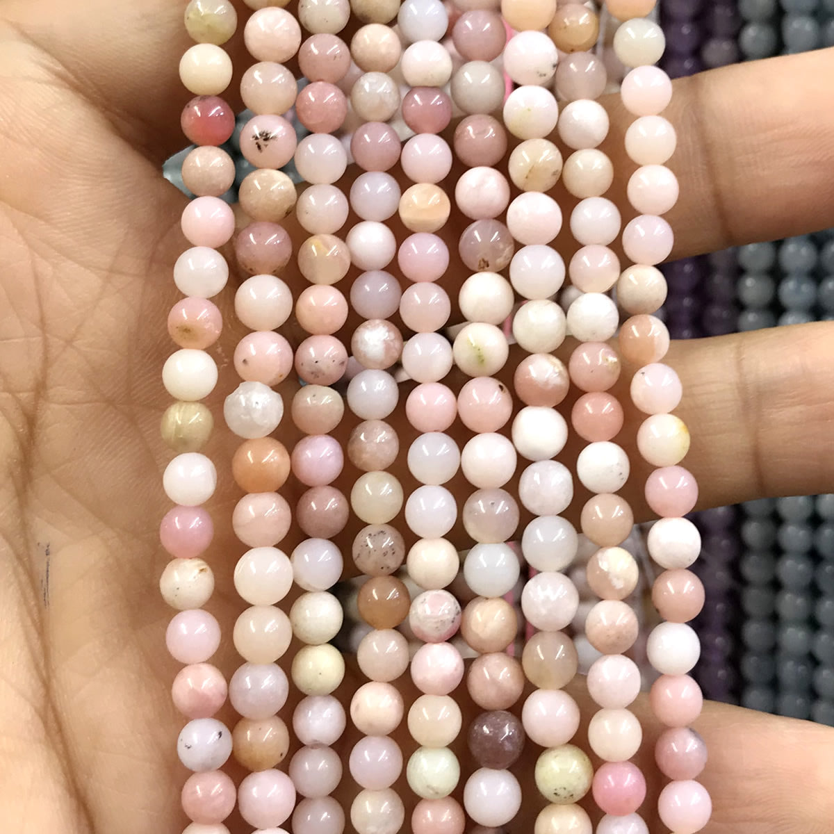 CTG07 Pink Opal Beads Smooth Round 4mm 15" Strand