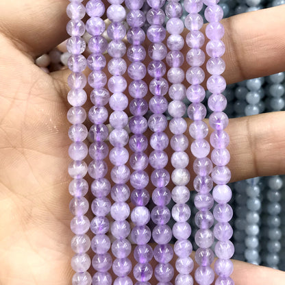 CTG08 Lavender Amethyst Beads Smooth Round 4mm 15" Strand