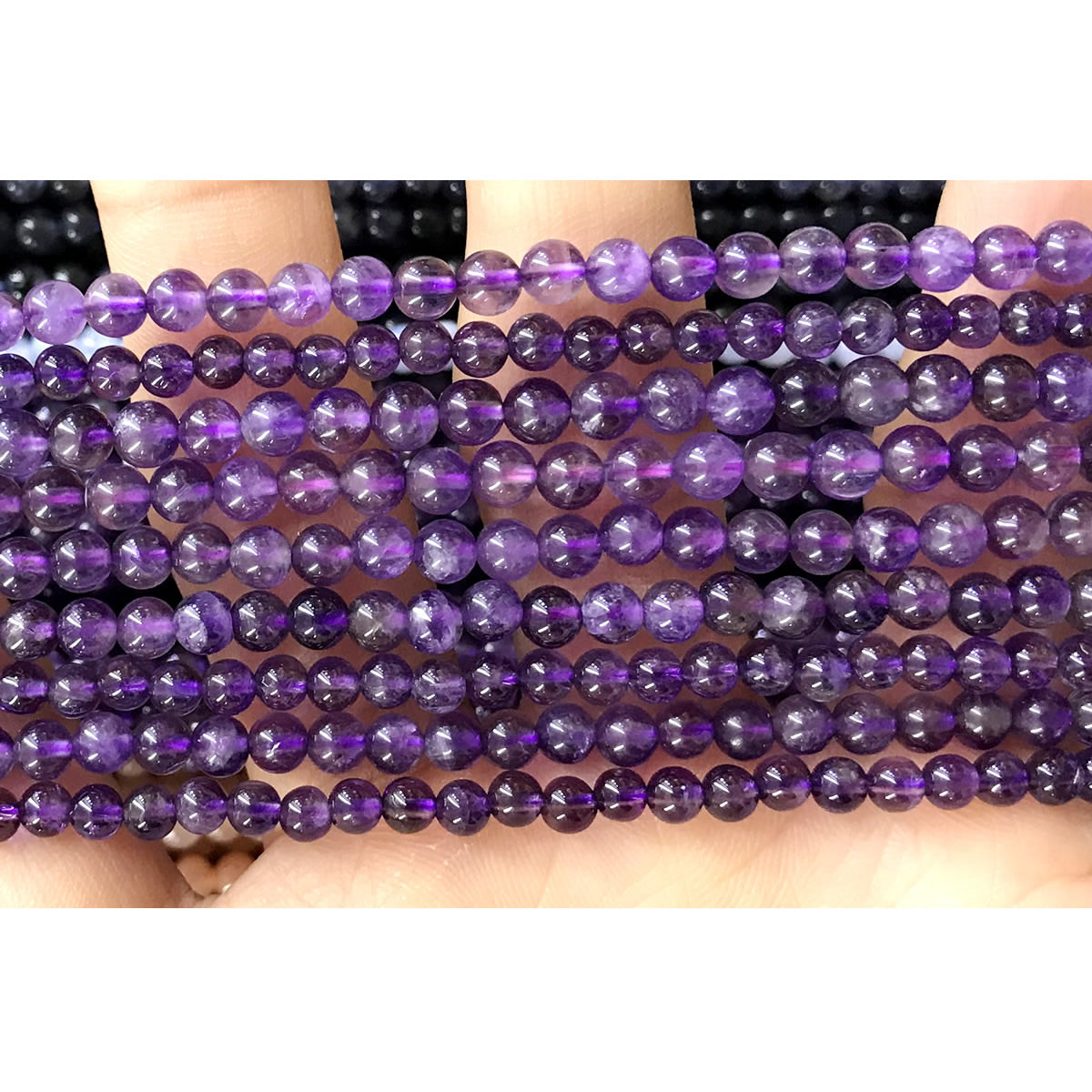 CTG09 Amethyst Gemstone Beads Smooth Round 4mm 15" Strand