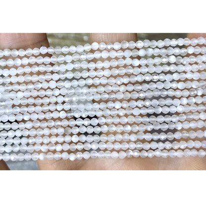 CTG101 White Moonstone Beads Faceted Round 2mm 15" Strand