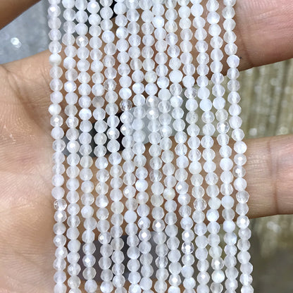 CTG101 White Moonstone Beads Faceted Round 2mm 15" Strand