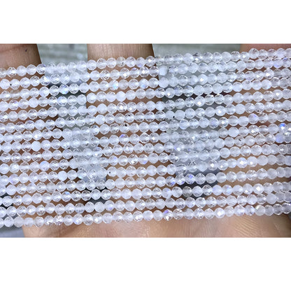 CTG102 White Moonstone Beads Faceted Round 2mm 15" Strand