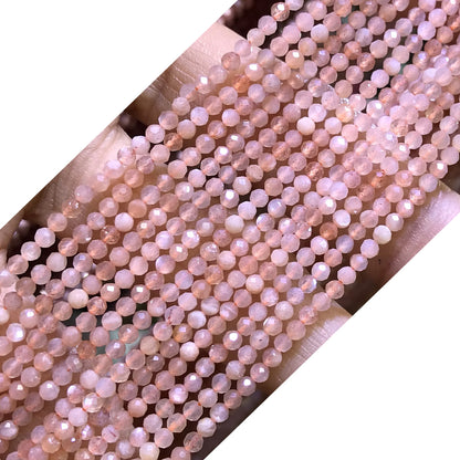 CTG103 Orange Moonstone Beads Faceted Round 2mm 15" Strand