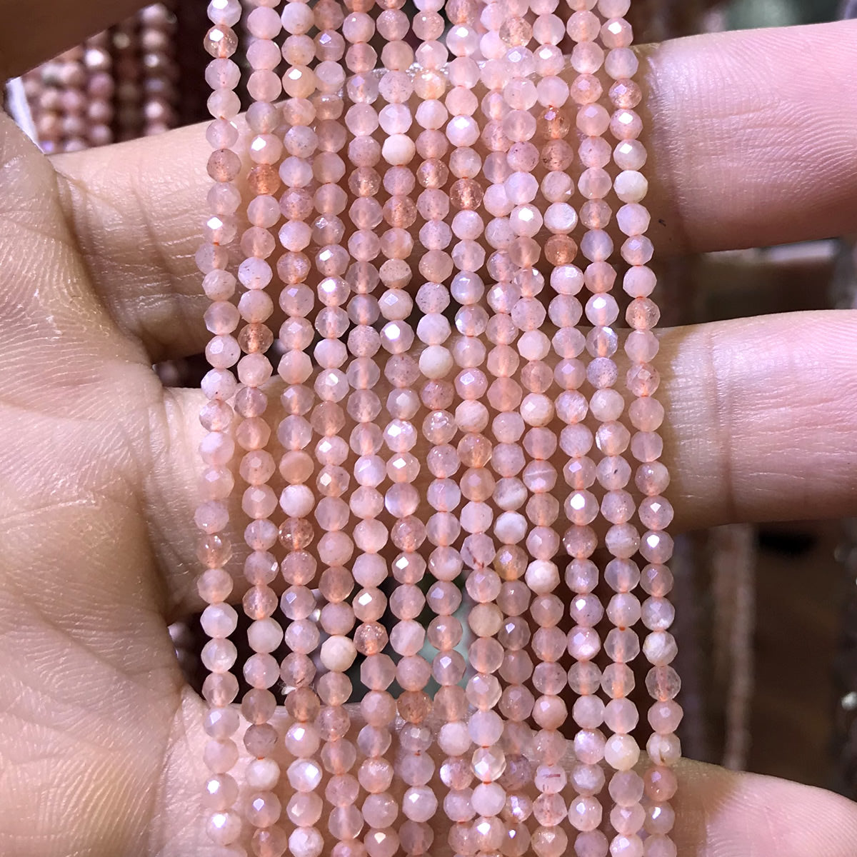 CTG103 Orange Moonstone Beads Faceted Round 2mm 15" Strand