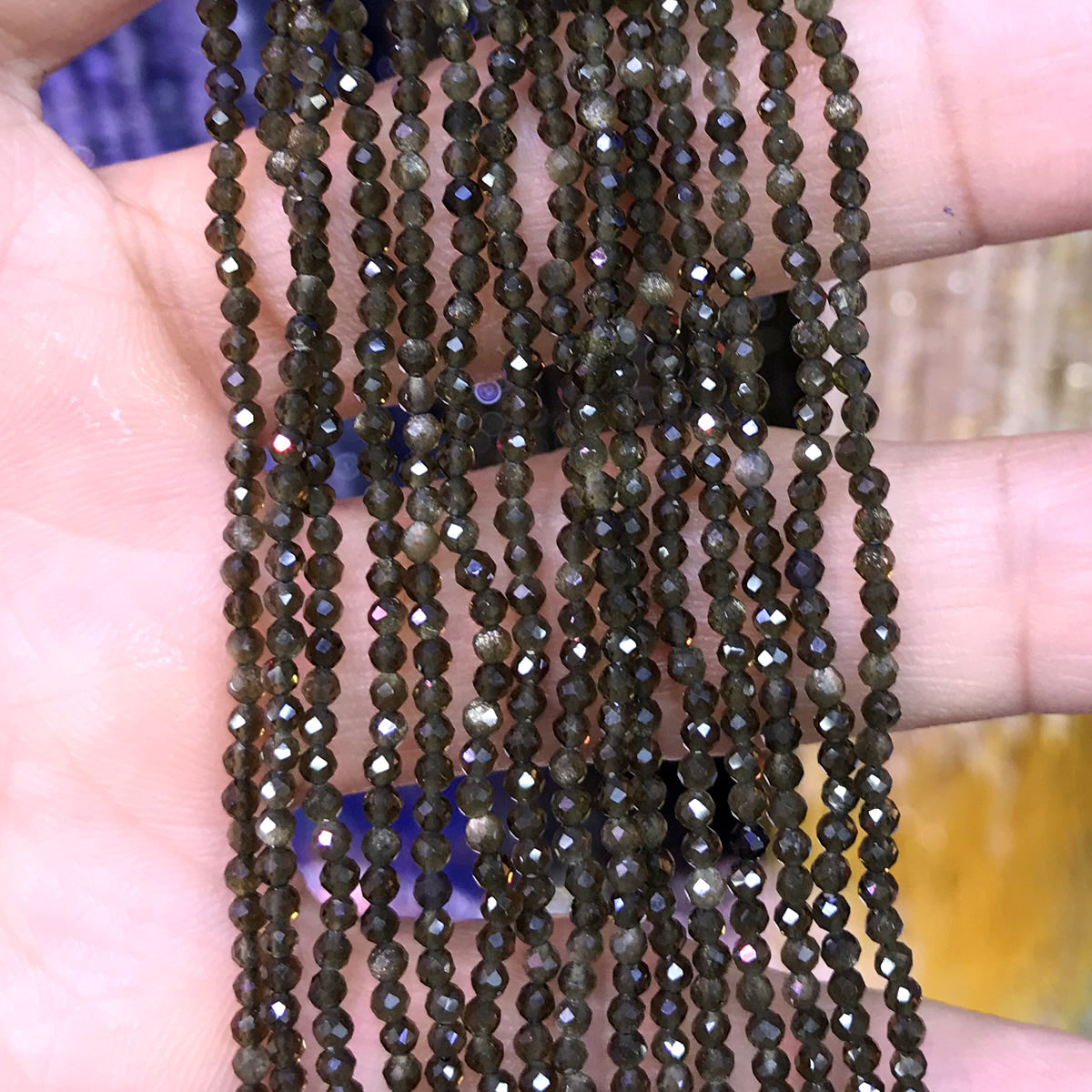 CTG107 Golden Obsidian Beads Faceted Round 2mm 15" Strand