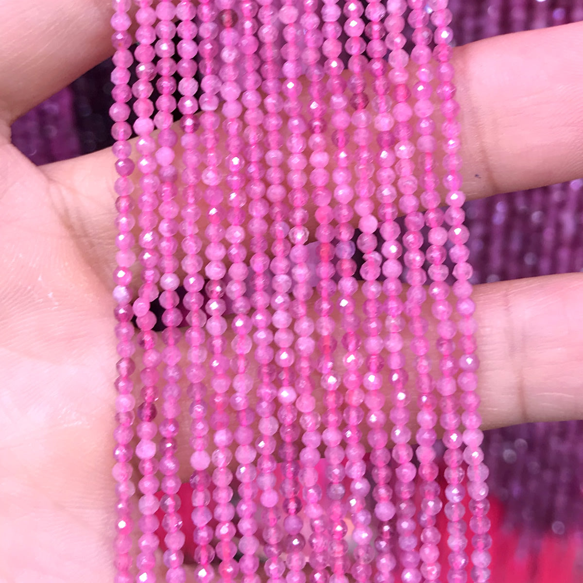 CTG112 Pink Tourmaline Beads Faceted Round 2mm 15" Strand