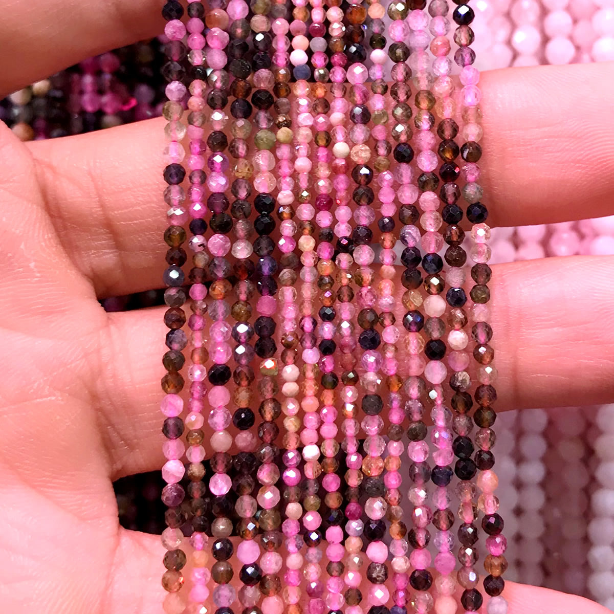 CTG114 Tourmaline Gemstone Beads Faceted Round 2mm 15" Strand