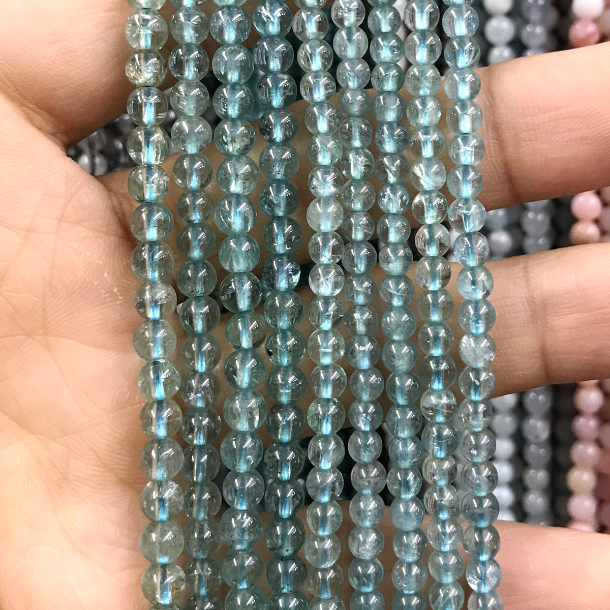 CTG12 Apatite Gemstone Beads Smooth Round 4mm 15" Strand