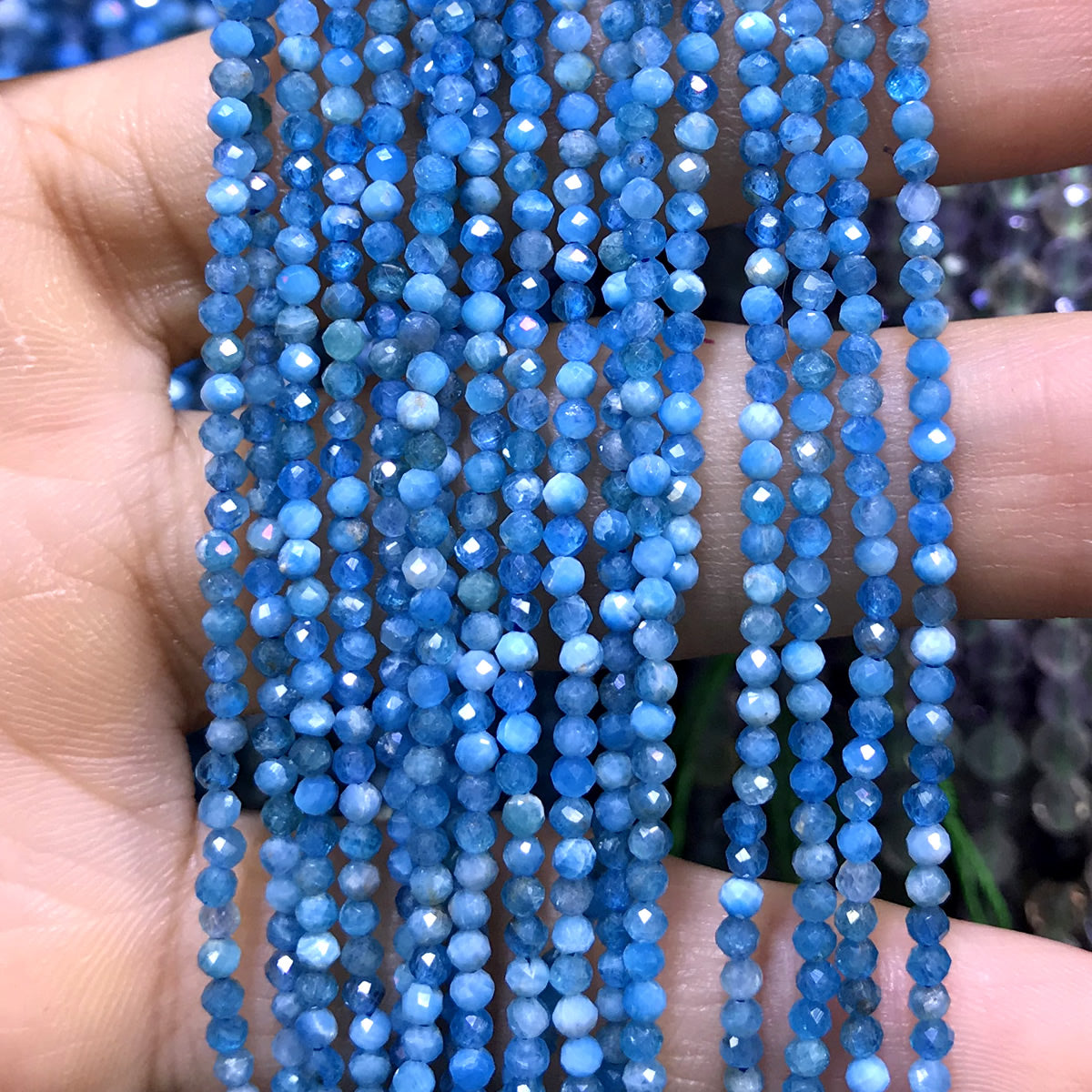 CTG122 Apatite Gemstone Beads Faceted Round 2mm 15" Strand