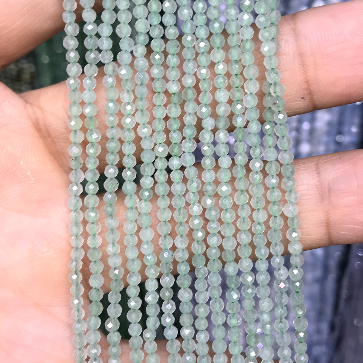 CTG123 Prehnite Gemstone Beads Faceted Round 2mm 15" Strand