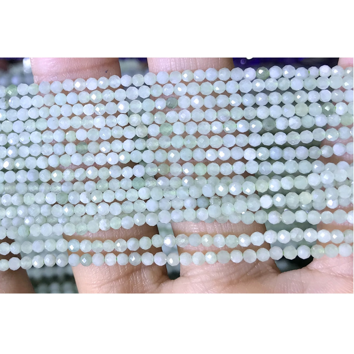 CTG127 Green Jade Beads Faceted Round 2mm 15" Strand