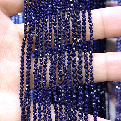 CTG132 Blue Goldstone Beads Faceted Round 2mm 15" Strand