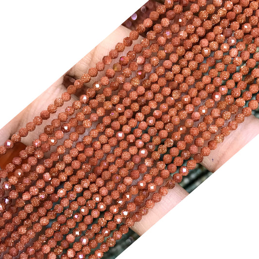 CTG133 Brown Goldstone Beads Faceted Round 2mm 15" Strand