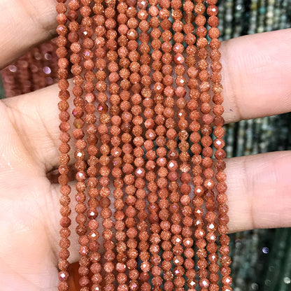 CTG133 Brown Goldstone Beads Faceted Round 2mm 15" Strand