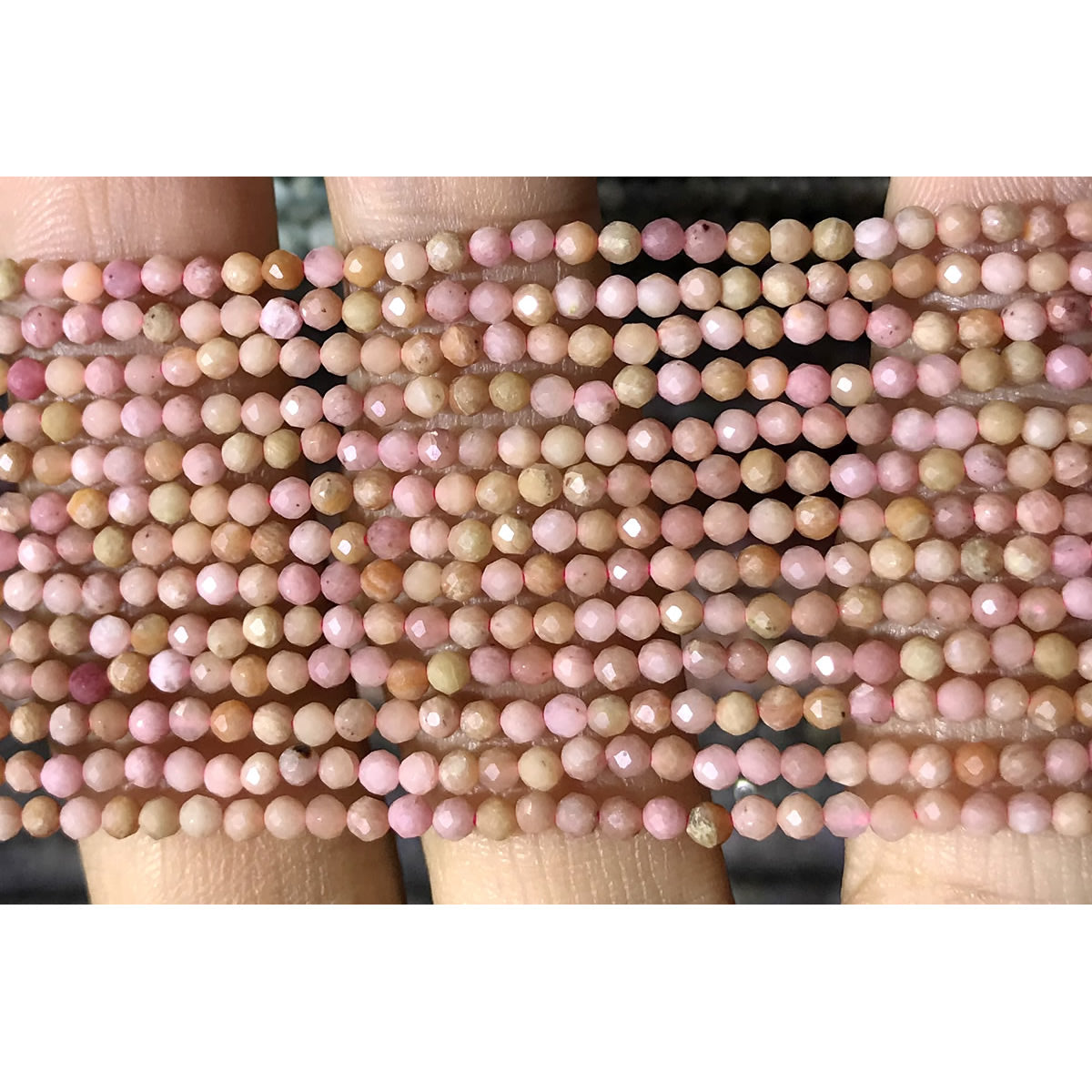 CTG134 Pink Wood Jasper Beads Faceted Round 2mm 15" Strand